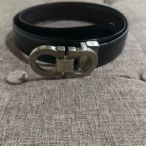 Salvatore Ferragamo leather belt/ black side and brown side